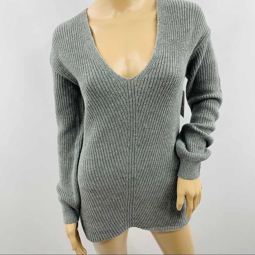 BP Grey Cloudy Heather V Neck Sweater